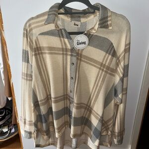 The Giving Plaid Button-Up Shirt